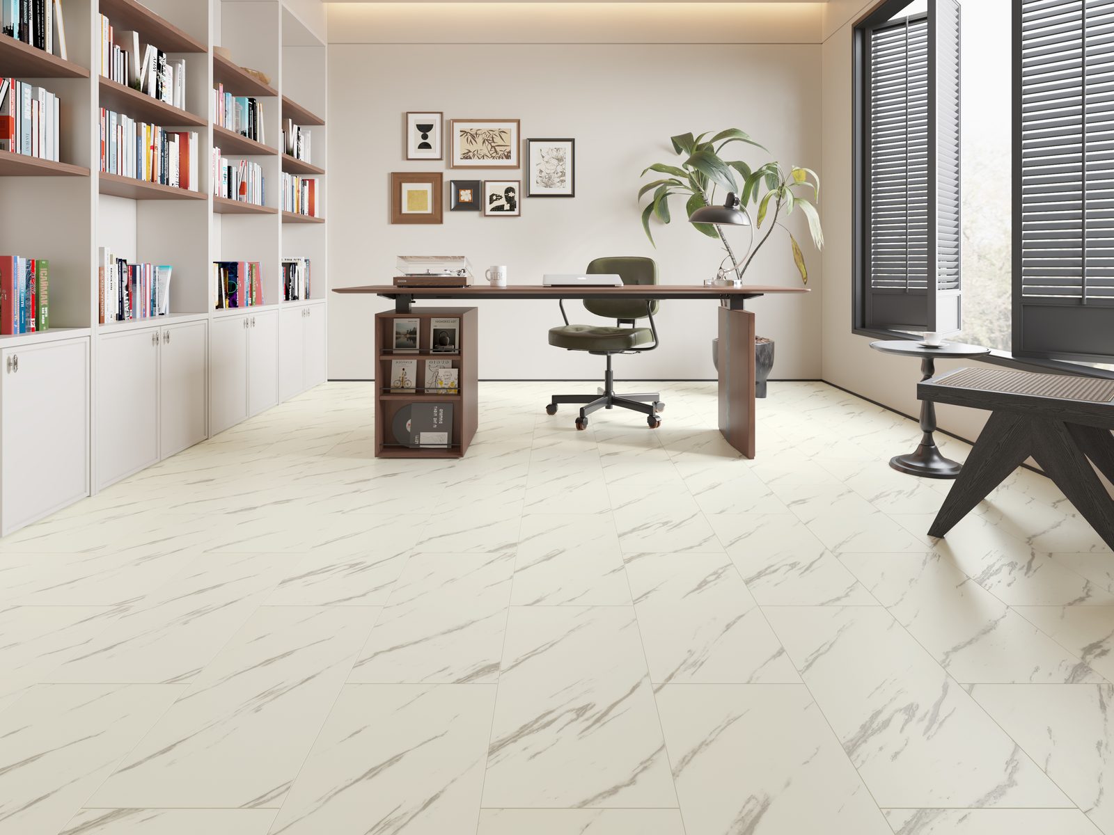 Uniq Stone Marble Effect Tile Flooring Alabaster White