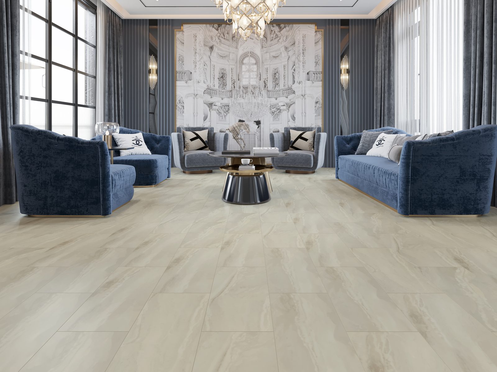 Uniq Stone Travertine Effect Tile Flooring Amber Travertine