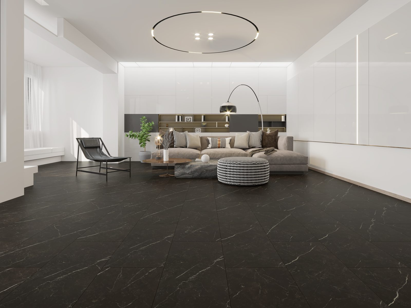 Uniq Stone Marble Effect Tile Flooring Midnight Marquina