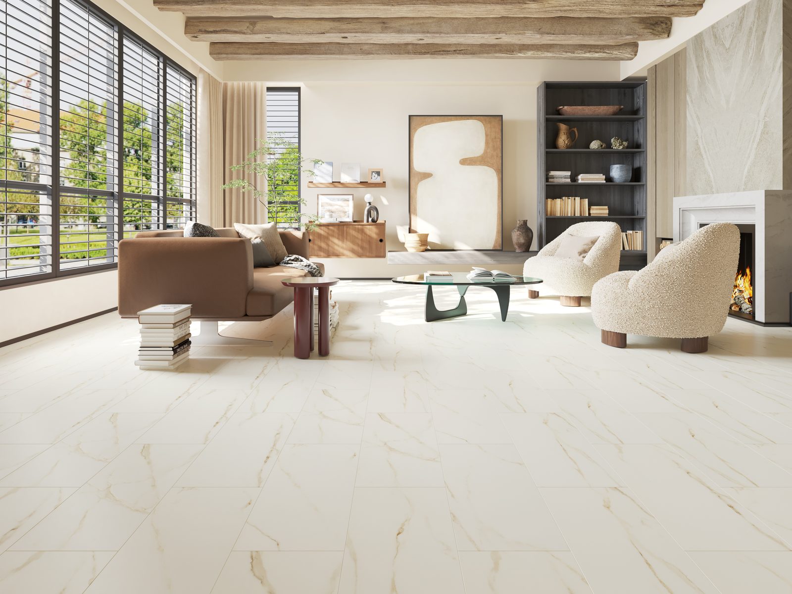 Uniq Stone Marble Effect Tile Flooring Calacatta Gold