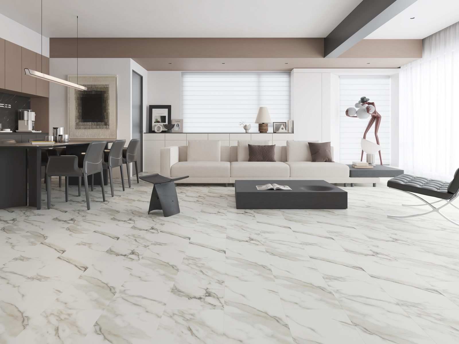 Uniq Stone Marble Effect Tile Flooring Calacatta Viola