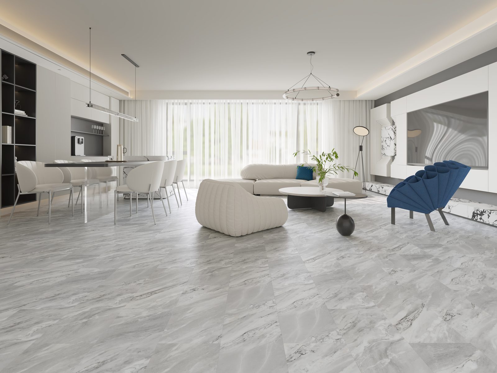 Uniq Stone Marble Effect Tile Flooring Bardiglio Grey
